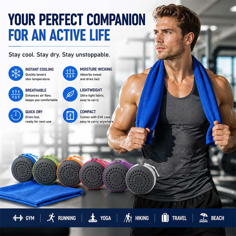 Yoga Fitness Gym - Instant Cooling Towel with EVA Case