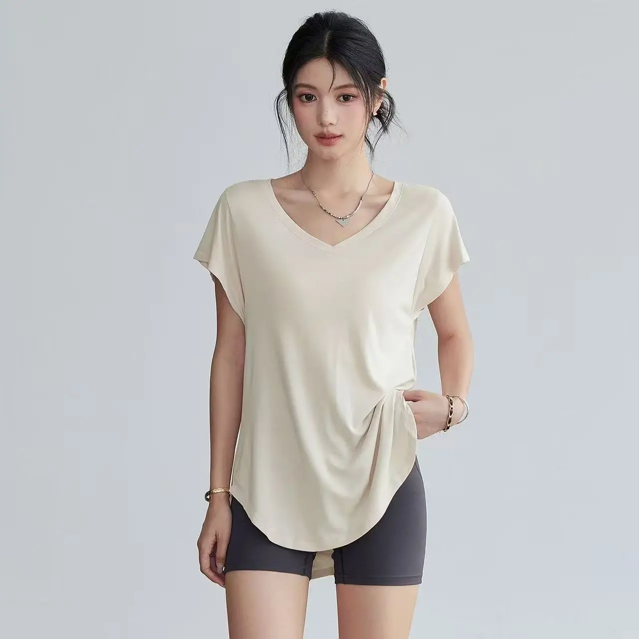 Yoga Fitness Stretching - Women's Slimming Round Neck Yoga T-Shirt