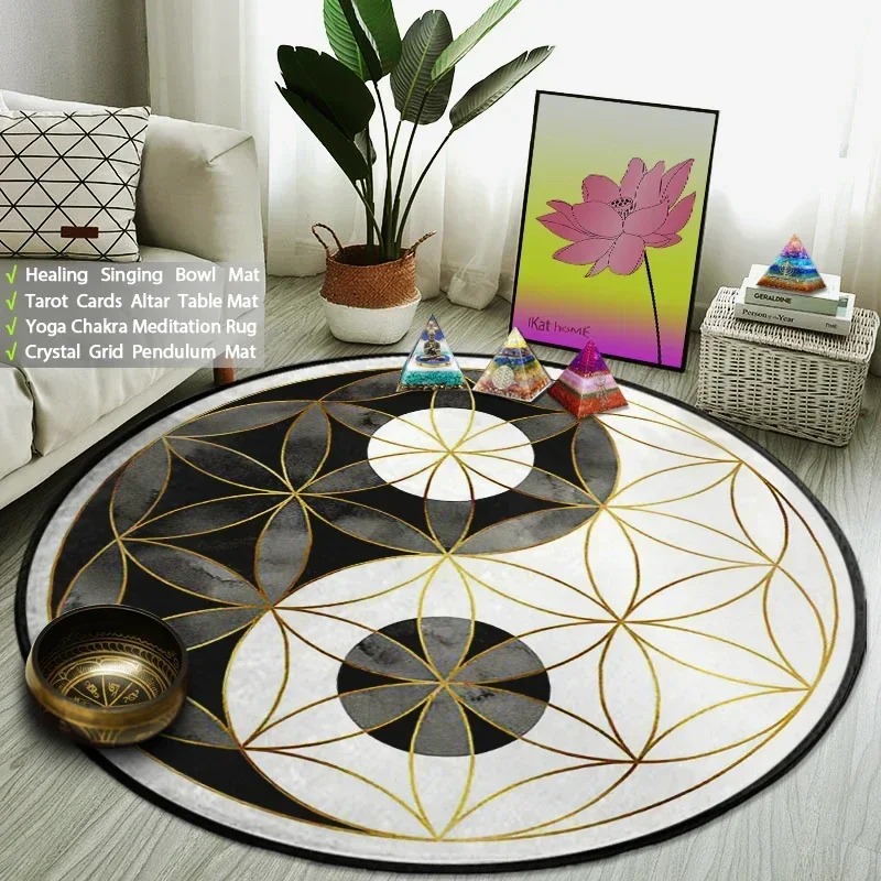 Yin Yang Taiji Round Rug Flowe - Yoga Fitness Model review and price