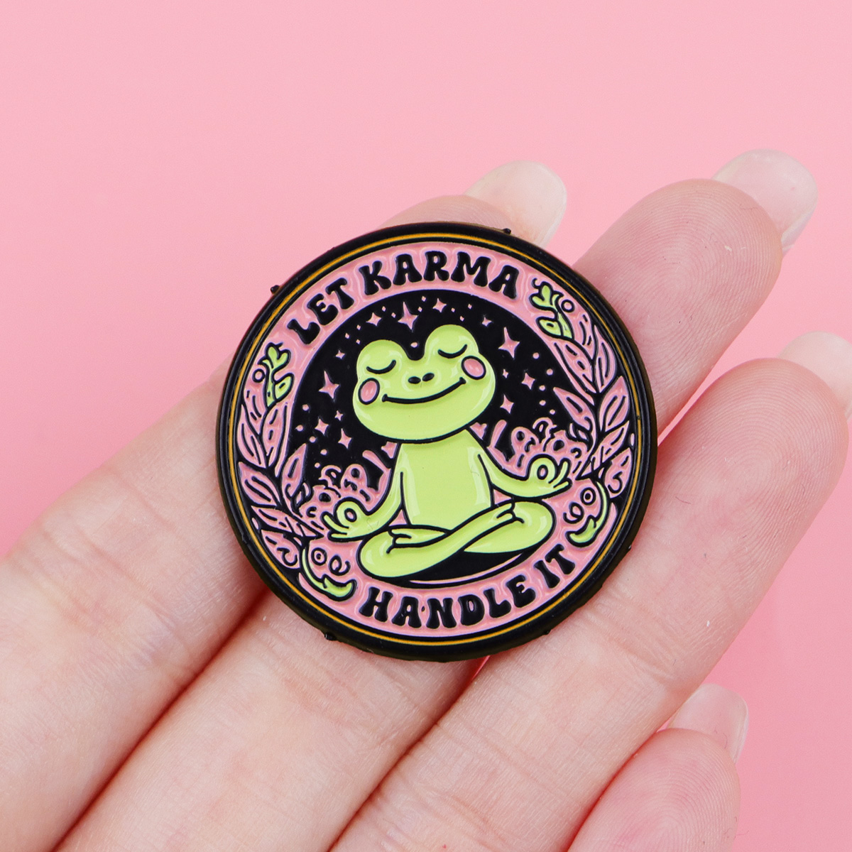 Yoga Frog Enamel Pin LET KARMA - Yoga Fitness Model review and price